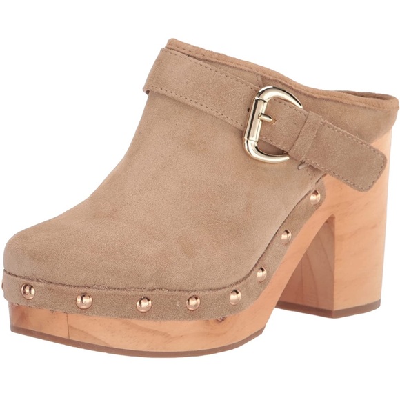 New Steve Madden Women Y2K Tan Hilde Suede Platform Mule Size 8.5 Tan Studded - Picture 15 of 15